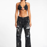 BLACK AND SILVER DENIM JEAN