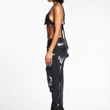 BLACK AND SILVER DENIM JEAN