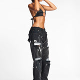 BLACK AND SILVER DENIM JEAN