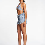 MINI DISTRESS DENIM SKIRT