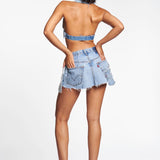 PATCHED DENIM SKIRT