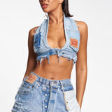 PATCHED DENIM SKIRT