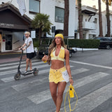 YELLOW PATCHED SKIRT