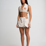 NUDE DENIM SKIRT